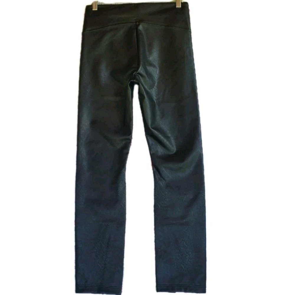 Spanx Faux Leather Split Hem Black Leggings Pants Trousers Womens‎ Petite Medium